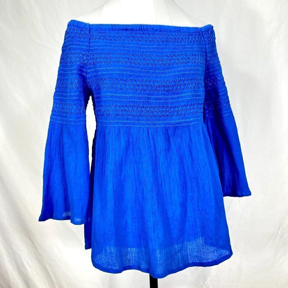 Beach Lunch Lounge Klara Off The Shoulder Blouse Colbalt Blue S